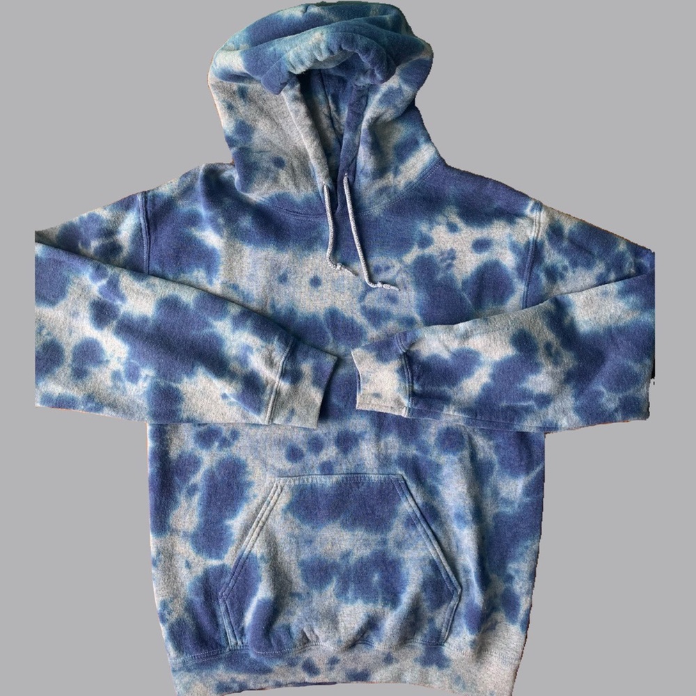 blue & grey tie dye hoodie